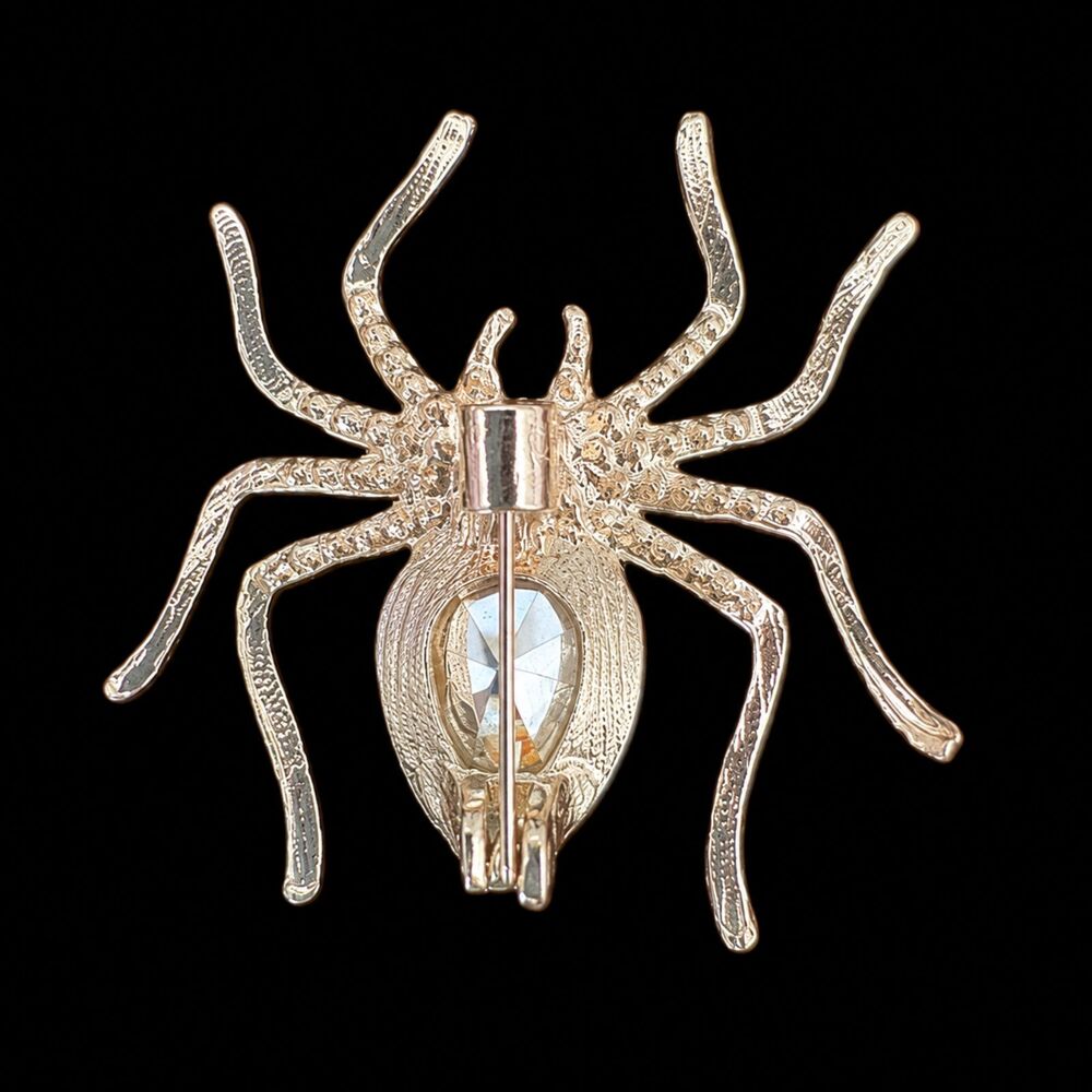 Gold Tone RED Rhinestone Spider Brooch - Picture 6 of 6